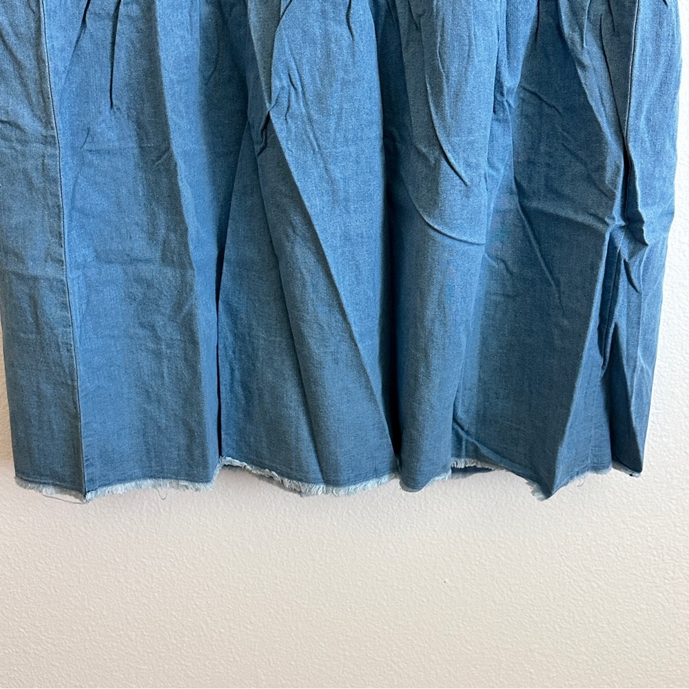 Quicksilver Blue Chambray Frayed Hem Tiered Midi Dress Size Various - Picture 6 of 10